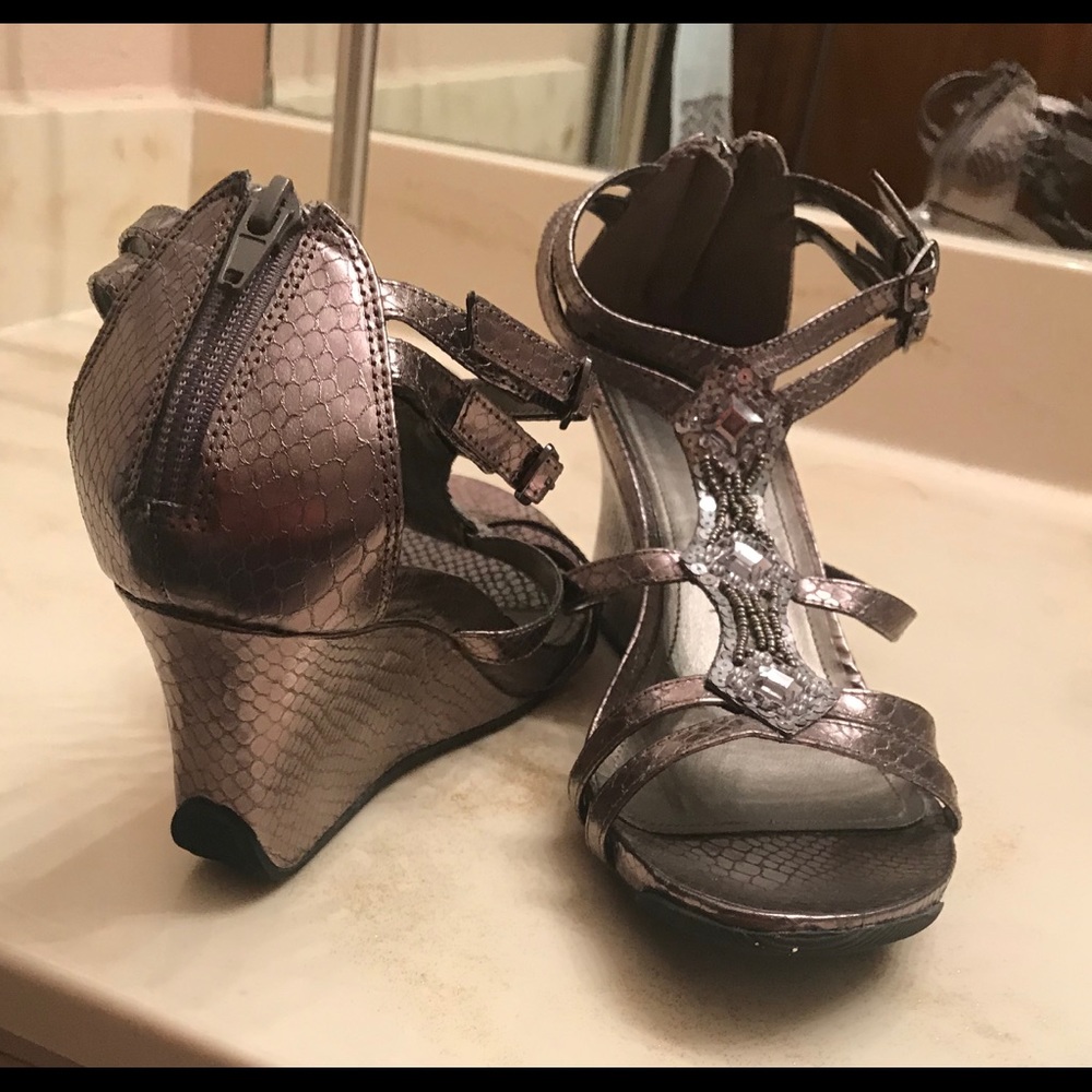 Kenneth Cole pewter colored shoes.